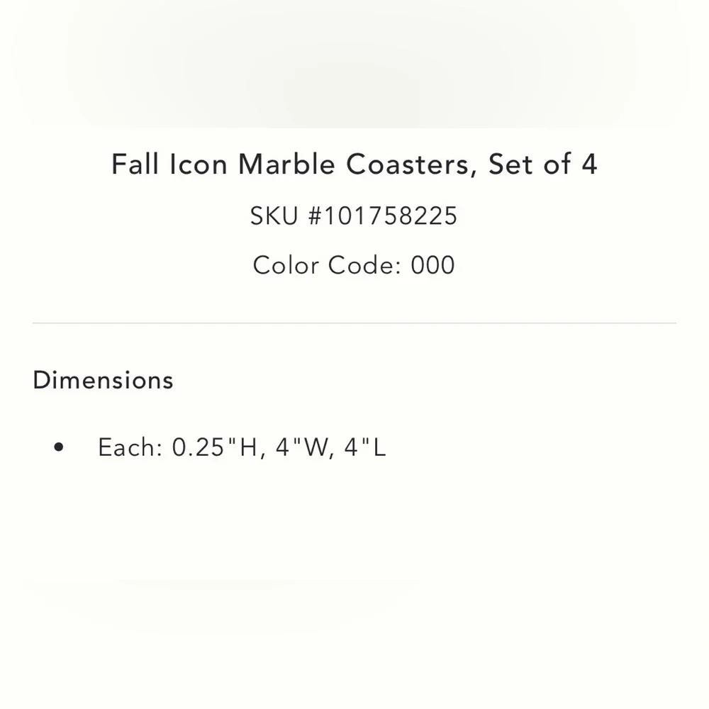 Anthropologie Terrain Fall Icon Marble Coasters, Set of 4 NEW